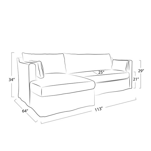 Camden Slip Sectional with Chaise (Ticking Driftwood) Line Drawing